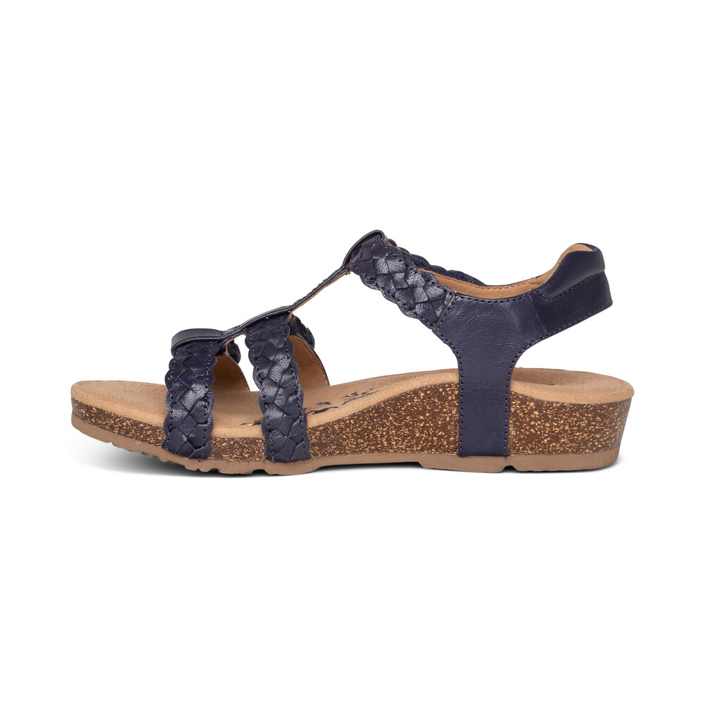 Aetrex Women's Reese Adjustable Gladiator Sandals - Navy | USA EXCAAC3